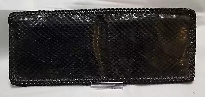 Handmade SNAKE WALLET Genuine BLACK Leather W/ Edge LACING Mens Bi-fold Billfold • $34.99