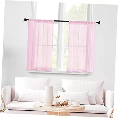  Sheer Curtains 34 X 36 Inch Length Kitchen Tier Short 34 W X 36 L Pink • $23.62