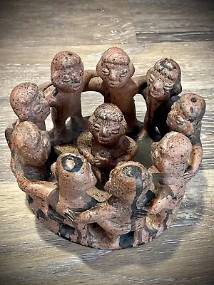Circle Of Friends Support Sculpture Pottery Art Terracotta Clay Aztec Mexico • $22.90