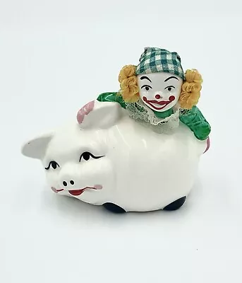 Vintage Webb Clown Hanging Off Piggy Bank Money Box Collectible Ceramic 14cm • $13