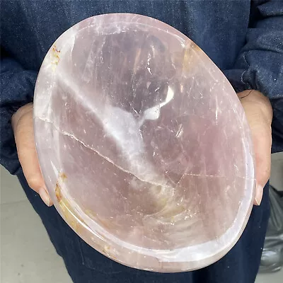 11.02LB Natural Pink Rose Bowl Quartz Crystal Ball Reiki Healing CARE • $325.86