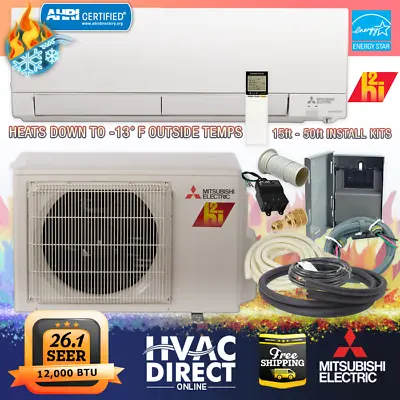 12000 BTU 26.1 SEER Mitsubishi Mini Split H2i Hyper Heat Single Zone MZ-FS12NA • $2688.50