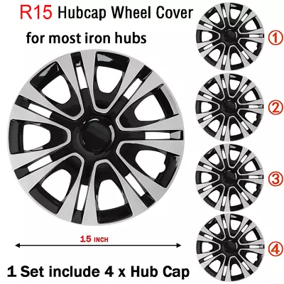 USA 15  Set Of 4 Snap On Full Hub Caps Wheel Covers Fit R16 Tire & Steel Rim A+ • $43.26