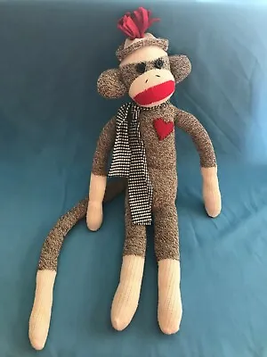$10 • Buy Pre-Owned Adorable Handmade 21” Sock Monkey Stuffed / Plush Doll / Animal