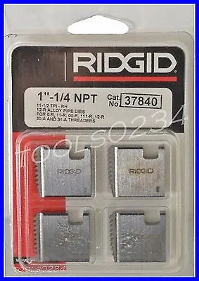 1-1/4 -11-1/2 12R NPT Ridgid 37840 Alloy Pipe Threading Dies Set Of 4 USA  • $69.98