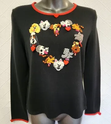 Michael Simon S NWT  Hearts And Dogs Embellished Sweater • $32