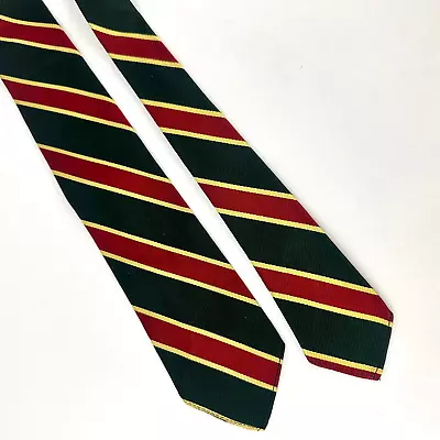 Vintage Brooks Brothers Makers All Silk Neck Tie Mens Striped Green Red Gold • $22.99