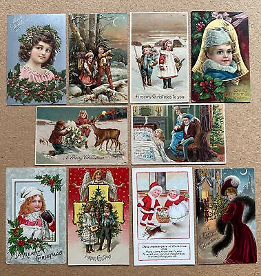 10 Dif. BEAUTIFUL Vintage CHRISTMAS Embossed Postcards. Excellent. Lot  • $24.95