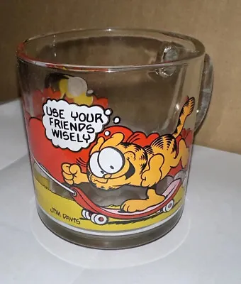 Vintage 1978 McDonald's Garfield Glass Coffee Cup Mug Use Your Friends Wisely • $5.24