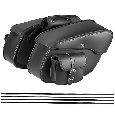 2x Motorcycle Side Saddle Bags PU Leather Saddlebags Scooters Motorbike Panniers • $129.99