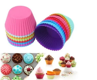 12 Silicone Cake Muffin Cupcake Liners - Baking Cups & Chocolate Cookie Molds • $7.40