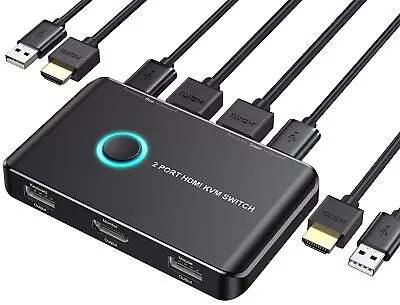 KVM Switch HDMI 2 Port BoxAblewe USB And HDMI Switch For 2 Computers Share Keyb • $63.39