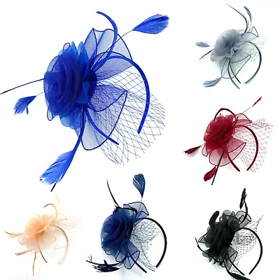 £11.99 • Buy Ladies Feather Aliceband Fascinator Weddings Races Royal Ascot Headband