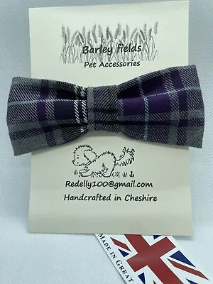 £4.25 • Buy Handmade Purple Tartan Style Dog Bow Tie With Collar Attachment