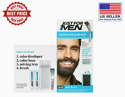 Just For Men Mustache And Beard Coloring For Gray Hair M-55 Real Black FREE SHIP • $11.20