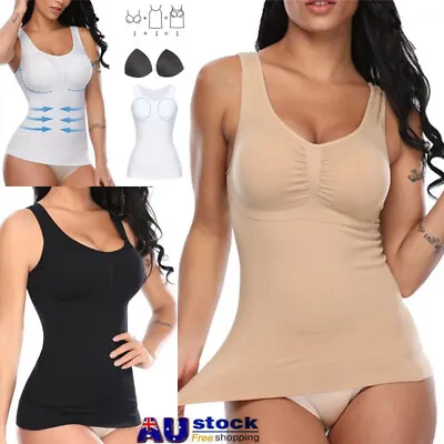 Women Cami Tank Top Tummy Control Camisole Body Shaper Shapewear Genie Bra Vest • $9.79