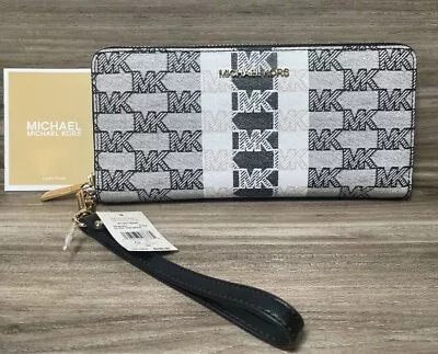 Michael Kors Jet Set Travel Large Continental Jacquard Wallet MK BlackMulti. NWT • $66.50