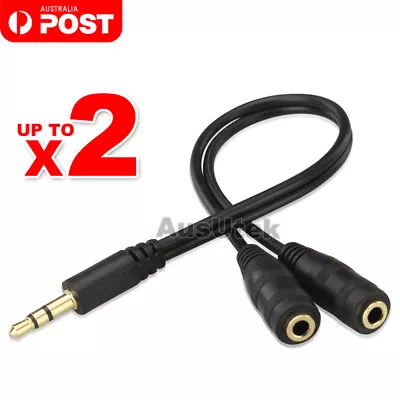 2 AUX Earphone Y Splitter 3.5mm Audio Cable Headphone Headset Auxiliary Adapter • $6.45