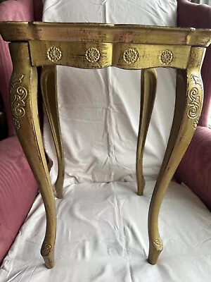 Vintage Italian Regency Gold Molded Resin Small Side Table Florentine • $59.99