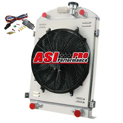 For 1930-1931 Ford Model A Flathead V8 4-Row Aluminum Radiator Shroud&Fan • $259