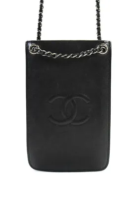 $999.99 • Buy Chanel Womens CC Chain Crossbody Phone Holder Black Silver Tone Leather