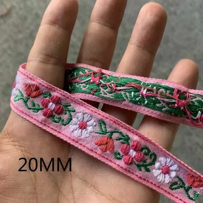 Embroidered Jacquard Ribbon 3 Yard 20-35mm Flower Vintage Ribbons Clothing Lace • $18.48