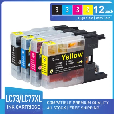 $33.90 • Buy 12x INK Cartridges For Brother LC73 LC40 LC77 XL MFC J432W J625DW J6910W Printer