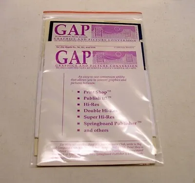 $26.99 • Buy GAP - Graphics Picture Conversion For Apple II+, Apple IIe, IIc, Apple IIGS