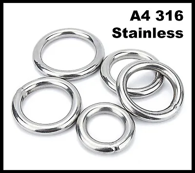 Round O Rings - A4 316 Marine Grade Stainless Steel - Welded Polished M3 - M16 • £11.99