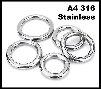 Round O Rings - A4 316 Marine Grade Stainless Steel - Welded Polished M3 - M16 • £3.19