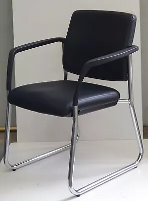 $25 • Buy Buro Lindis Sled Base Chair In Black Vinyl