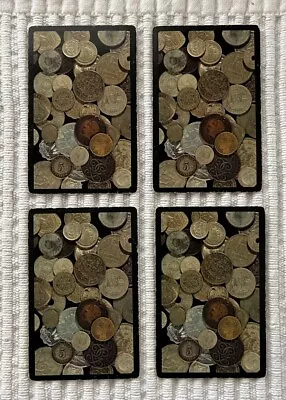 4 Vintage Playing Cards ~ Pile Of Old Metal Coins • $1.50