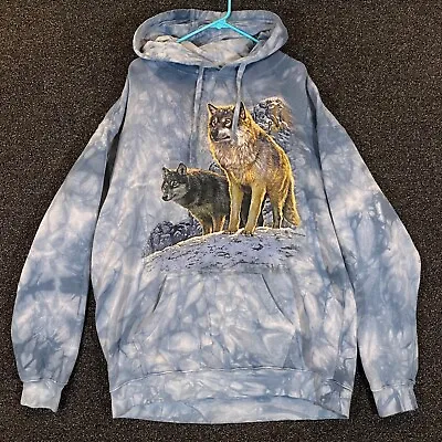 The Mountain Wolf Hoodie Mens XL Blue Tie Dye Hooded Jacket Long Sleeve Casual • $32.99