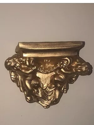 £8.99 • Buy Cherub Corbel Angel  Shelf Wall Decor Gold Plaques Outdoor And Indoor Use