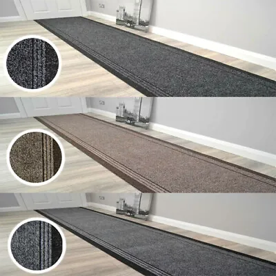 £18 • Buy Hallway Stairway Runner Mat Rug Very Long Non Slip Black Grey Beige Carpet 