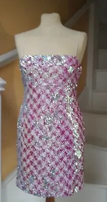 £19.95 • Buy Topshop Pink And Silver Sparkly Sequined Embellished Dress Size 10/12 Bnwt