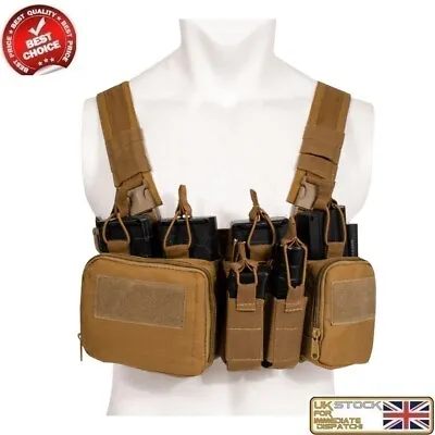 Military Army Special Ops Tactical Chest Rig Vest Tan Dark Earth Airsoft • £25.99
