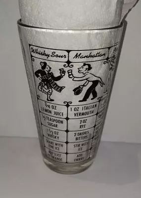 MCM Vintage Hazel Atlas Glass Bartender Cocktail Recipe Glass Bar Ware Shots • $9.95