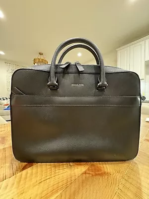 MICHAEL KORS Leather Briefcase Laptop Bag In Black New Without Tag • $70