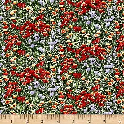 Fat Quarter Lighthouse Wonder Wildflowers 100% Cotton Quilting Fabric - Orange • £3.60