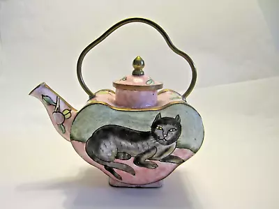 Empress Arts Ltd 1997 Kitty Cat Enamel Mini Teapot • $9.99