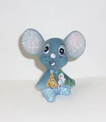 Fenton Glass Georgia Blue  Hello Winter  Mouse Figurine Ltd Ed #13/44 K Barley • $167.50