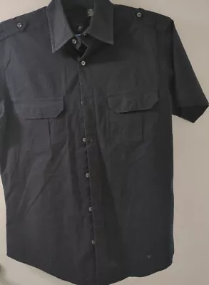 JF J.Ferrar Mens Button Modern Fit Down ShortSleeve Shirt   Black   • $13