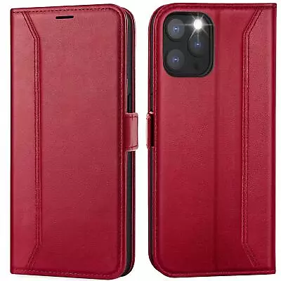 Flip Case For IPHONE 12 12 Pro Rfid Protective Case Wallet Cover Book Case • £13.75