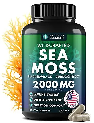 Organic Sea Moss 2000mg+Burdock Root Irish Moss For Immune Gut Energy 120 Caps • $23.99