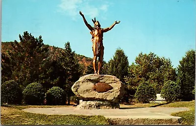 Postcard Charlemont Massachusetts Mohawk Trail Indian Statue Hail To The Sunrise • $4.88