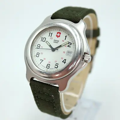 Swiss Army Officer 42mm Watch 100m Military Green Cordura Strap W New Battery • $64.99