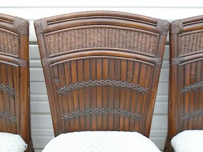 Dining Set 4 Chairs Split Bamboo Regency Rattan Four Brighton West Indies  Beach • $399