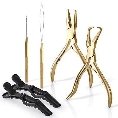 Hair Extensions Styling Pliers Micro Link Bead Remover Pulling Hook Device Kit • $21.83