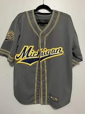 Vintage Colosseum Michigan Wolverines Baseball Jersey Mens L Gray Stitched • $74.95